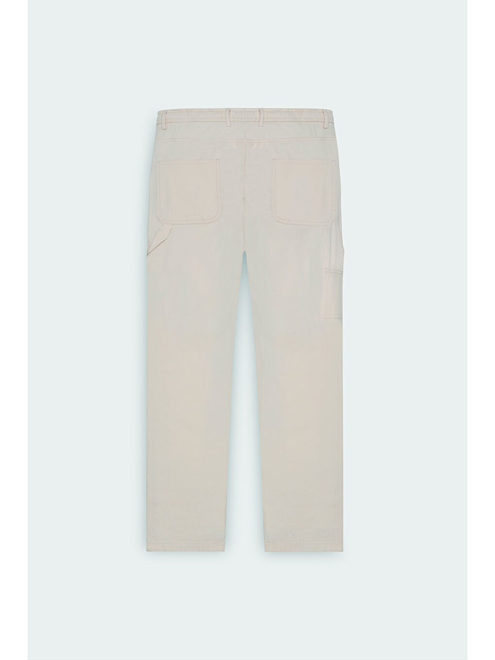 Erkek Bej Oversize Bol Kesim Beli Bağlamalı Pamuklu Esnek Armürlü Yan Cepli Pantolon-8