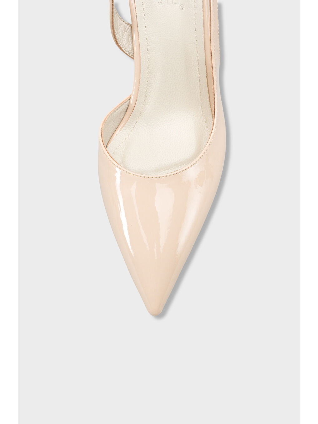 Ekru Ramonda Hakiki Deri Astarlı Sivri Burunlu Orta Topuklu Arkası Açık Kadın Ayakkabı-2