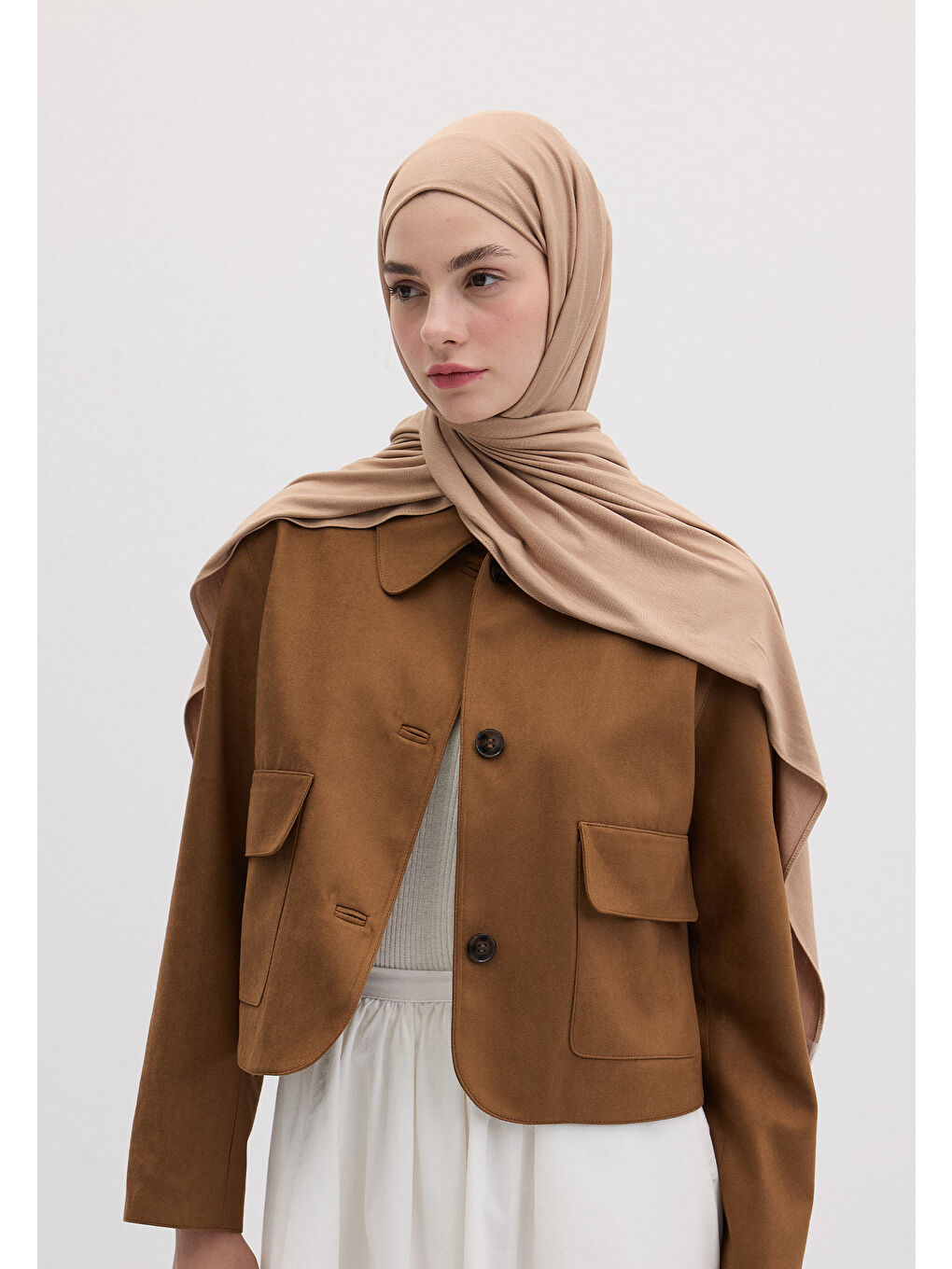 Kahverengi Bambu Penye Şal Fındık Kabuğu-1