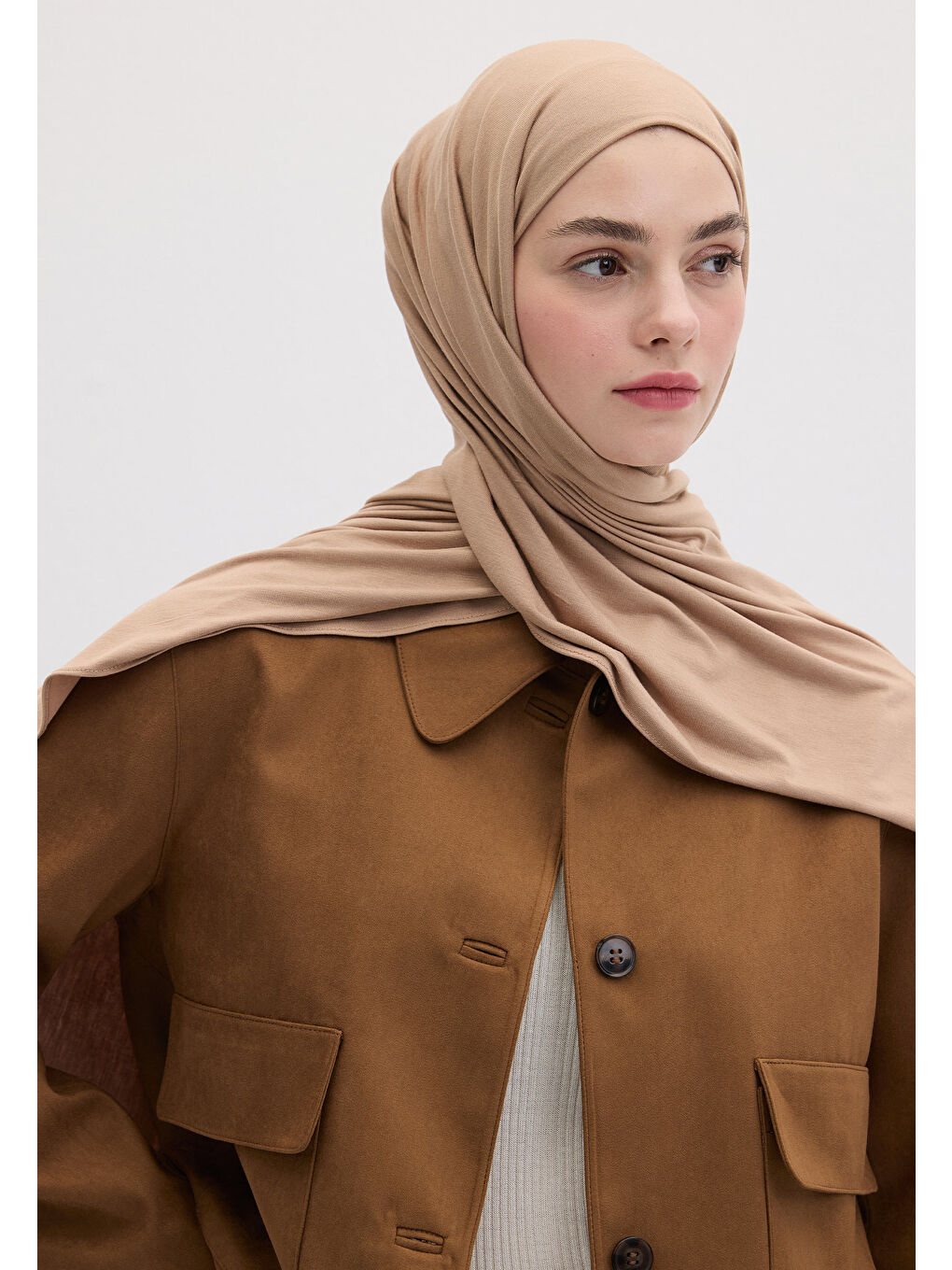 Kahverengi Bambu Penye Şal Fındık Kabuğu-2