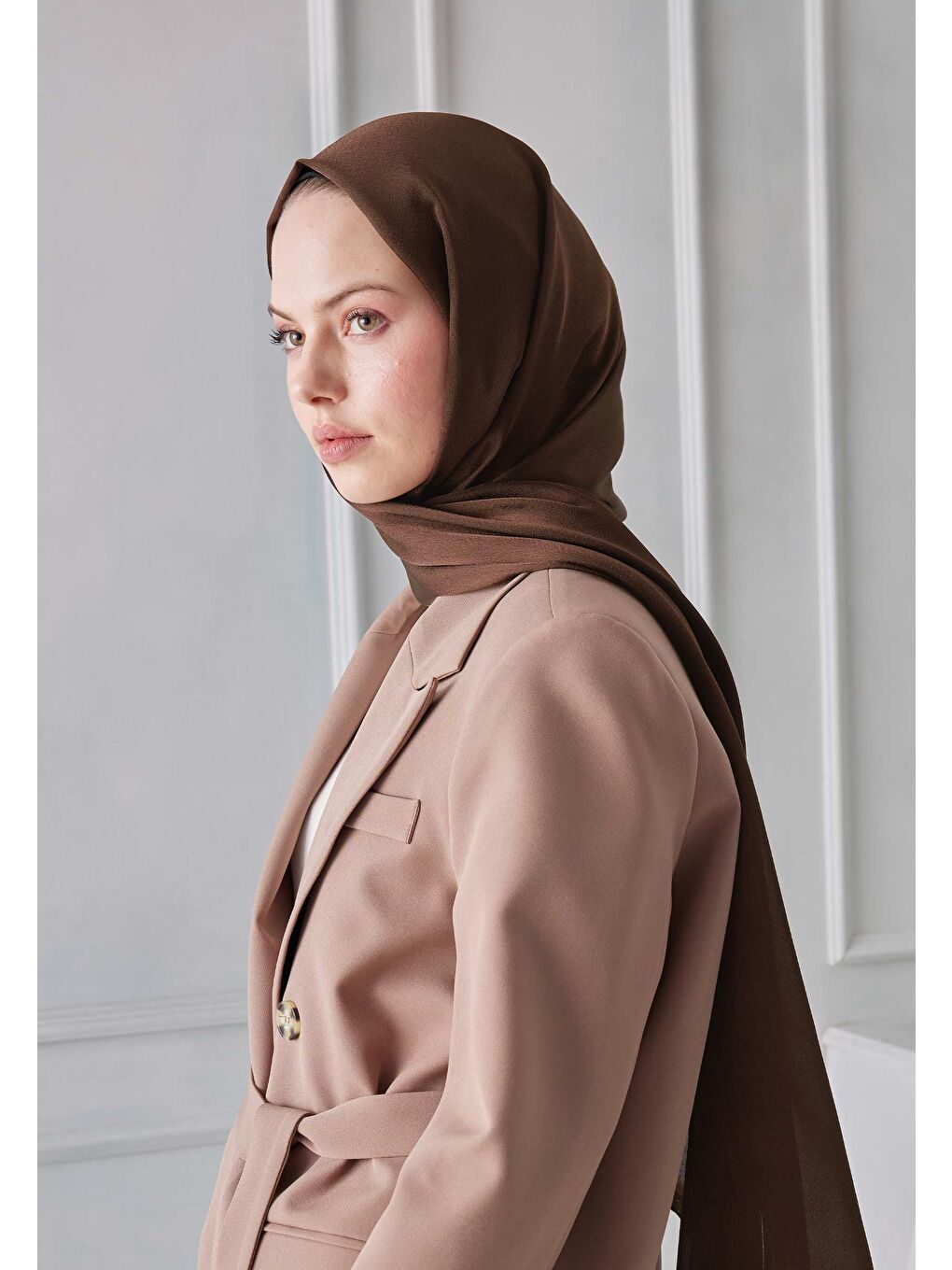 Kahverengi Janjanlı Şal Çikolata Kahve