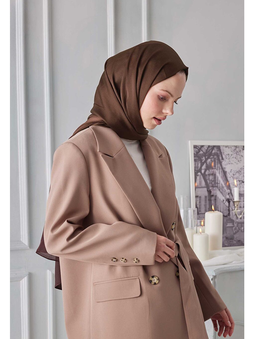 Kahverengi Janjanlı Şal Çikolata Kahve-2