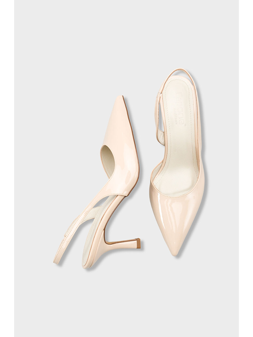 Ekru Ramonda Hakiki Deri Astarlı Sivri Burunlu Orta Topuklu Arkası Açık Kadın Ayakkabı-4