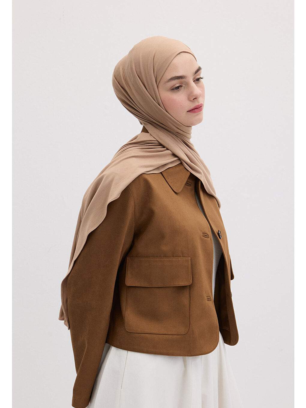 Kahverengi Bambu Penye Şal Fındık Kabuğu-3