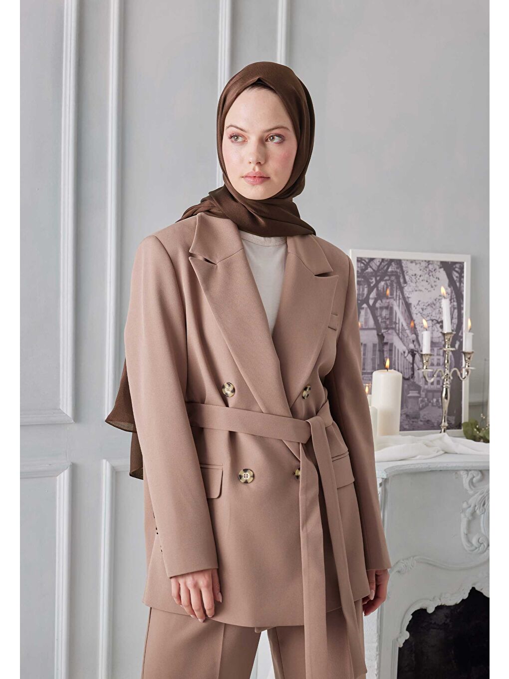 Kahverengi Janjanlı Şal Çikolata Kahve-3