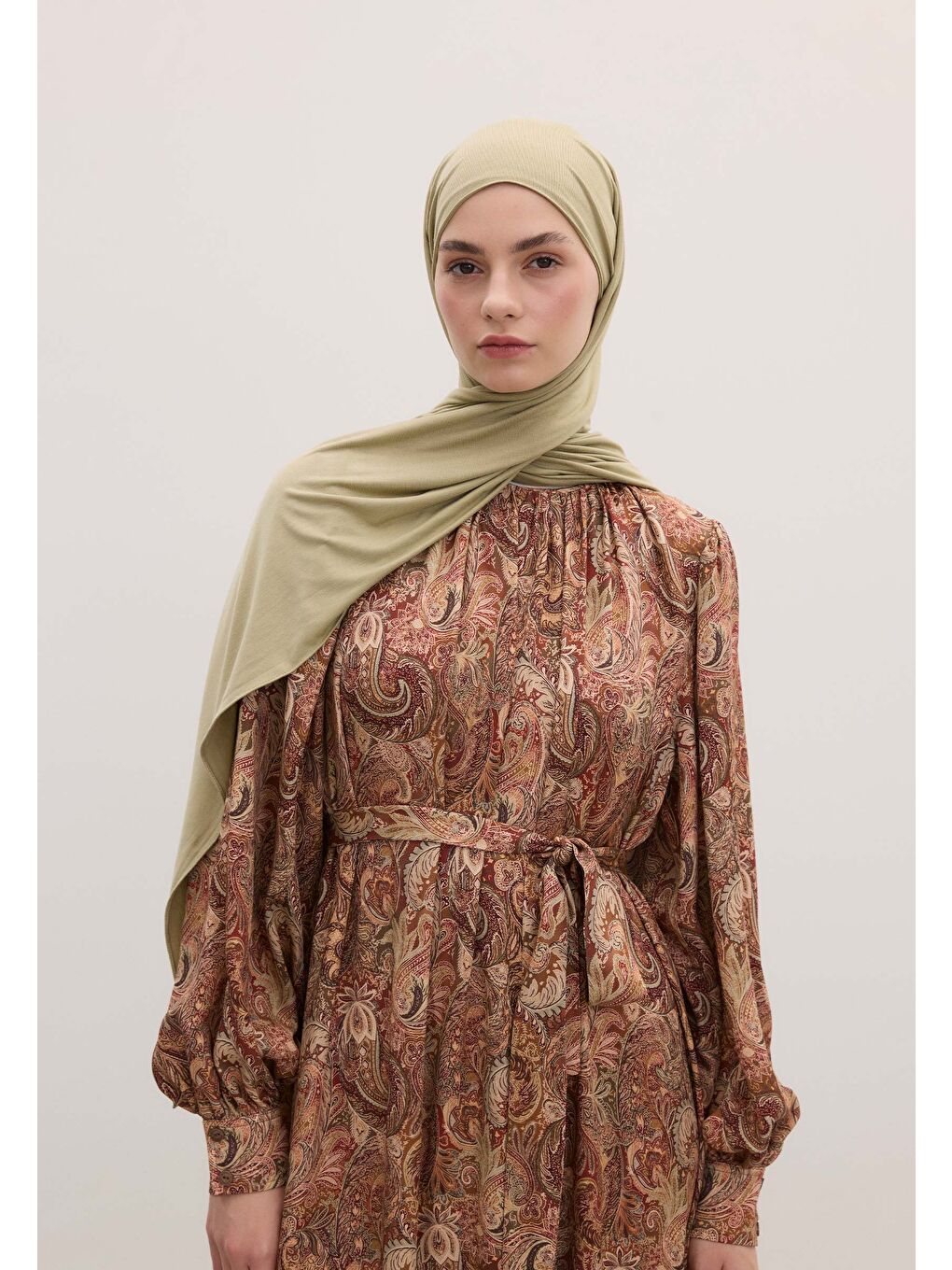 Yeşil Bambu Penye Şal Adaçayı-3