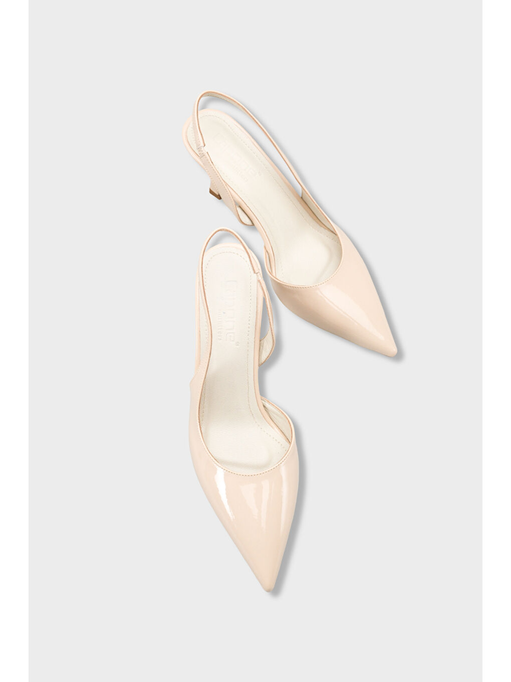 Ekru Ramonda Hakiki Deri Astarlı Sivri Burunlu Orta Topuklu Arkası Açık Kadın Ayakkabı-5