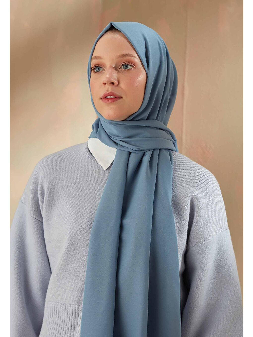 Pamuk Viskon Şal Açık Mavi