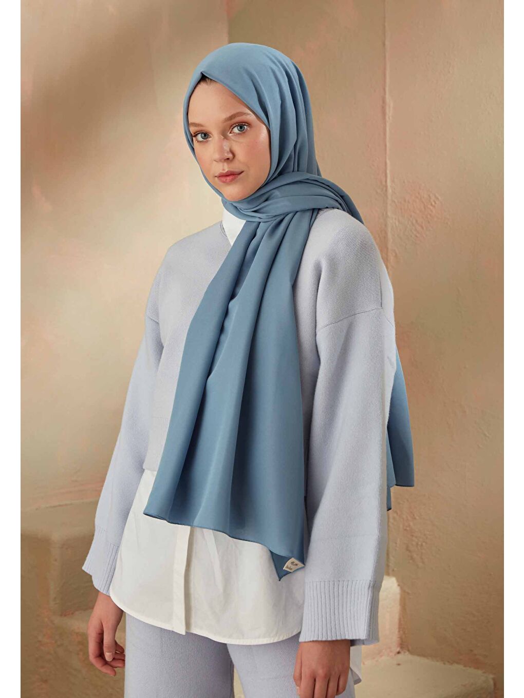 Pamuk Viskon Şal Açık Mavi-1