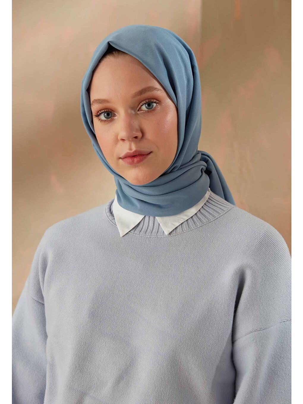 Pamuk Viskon Şal Açık Mavi-2
