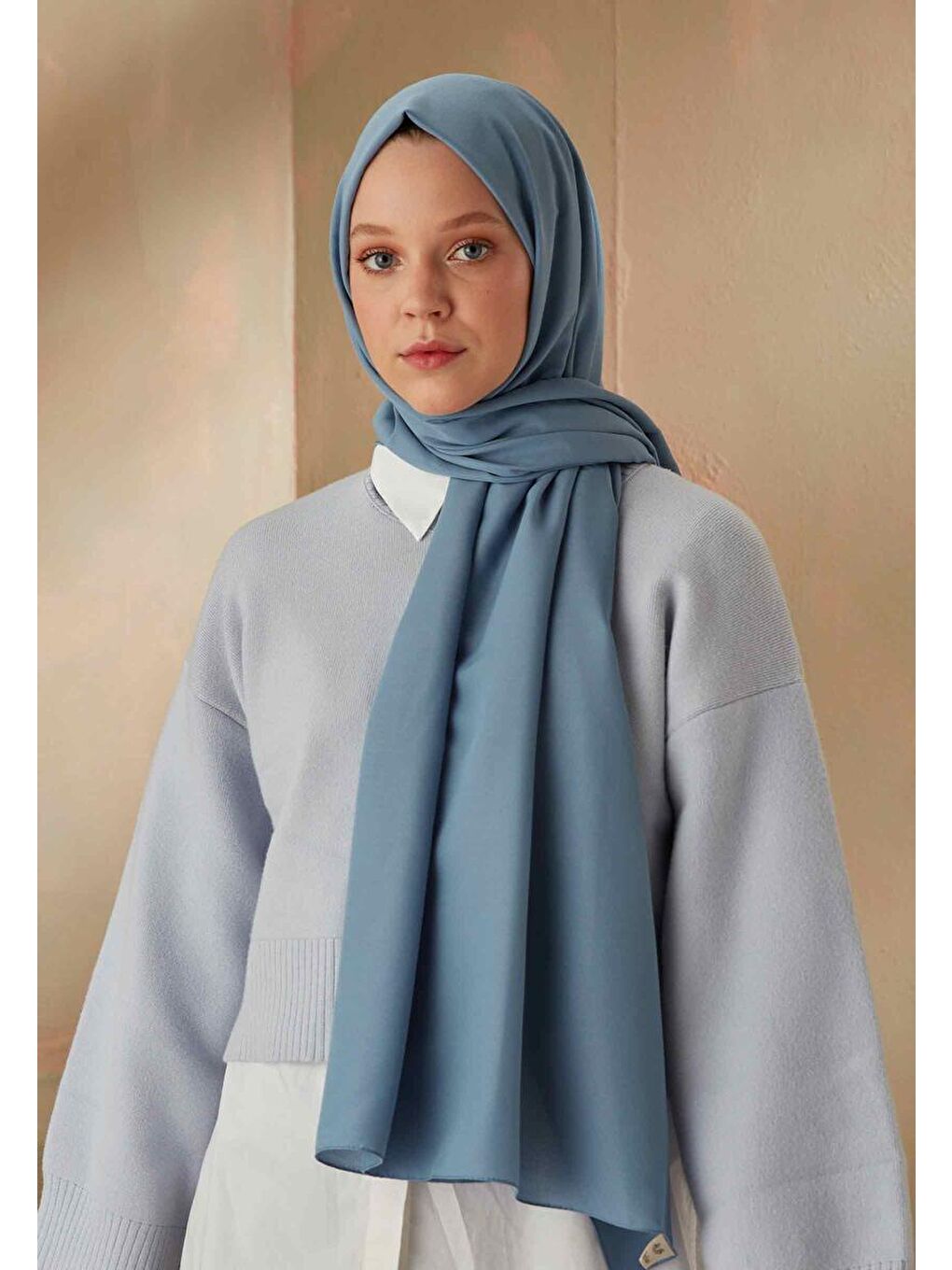 Pamuk Viskon Şal Açık Mavi-3