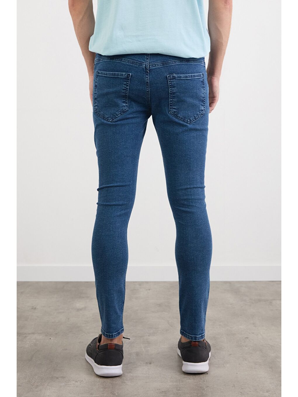 Lacivert Fermuarlı Skinny Jean Pantolon-3