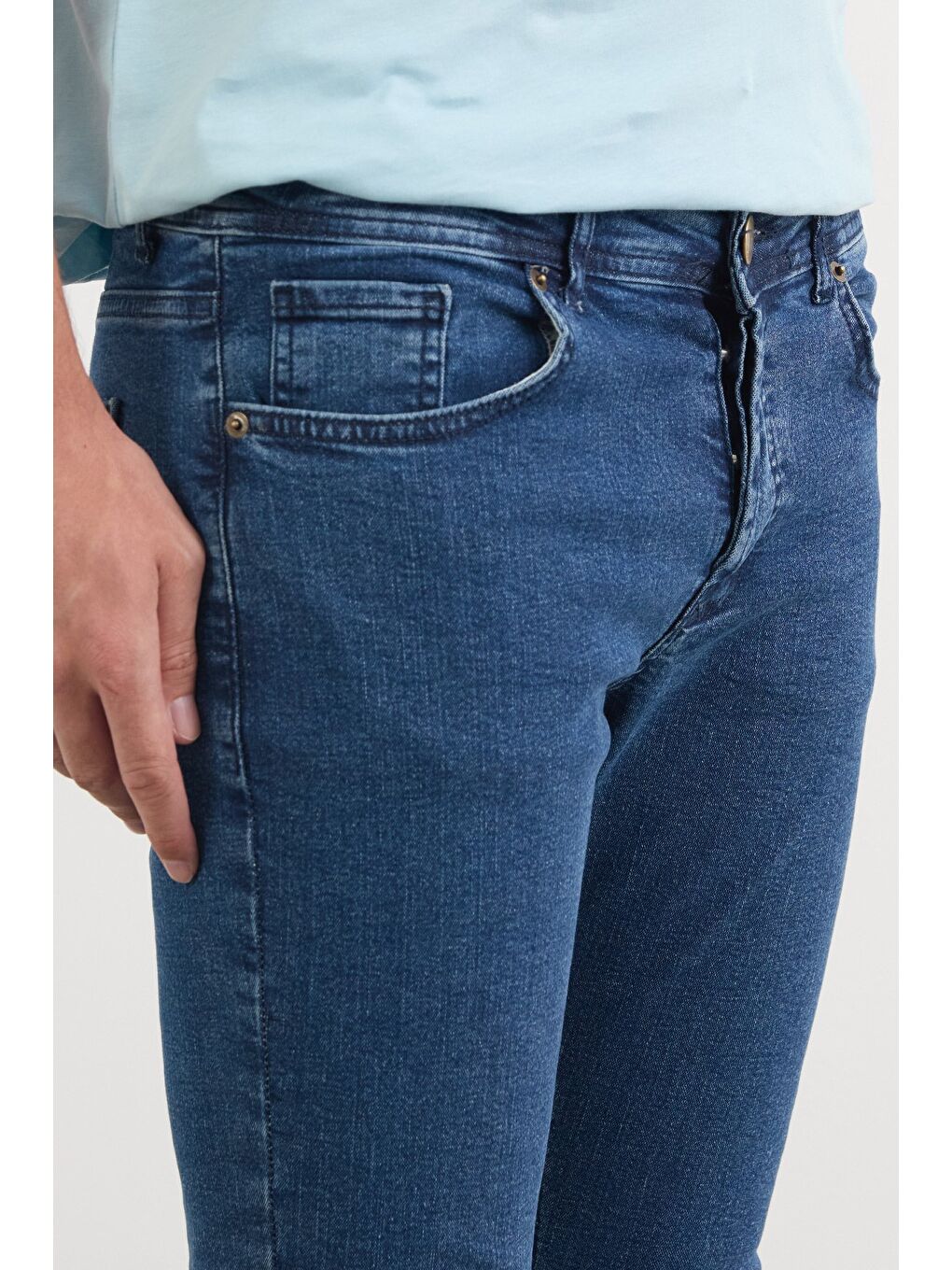 Lacivert Fermuarlı Skinny Jean Pantolon-4