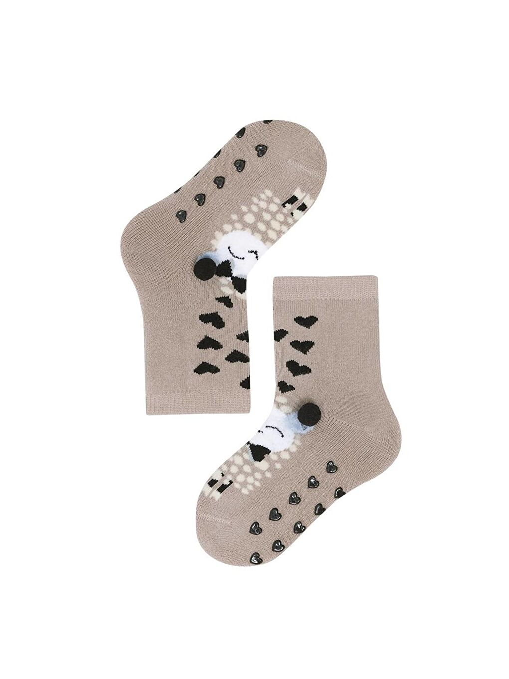 Bebek Sevimli Kuzucuk Desenli Soket Çorap Bej-1