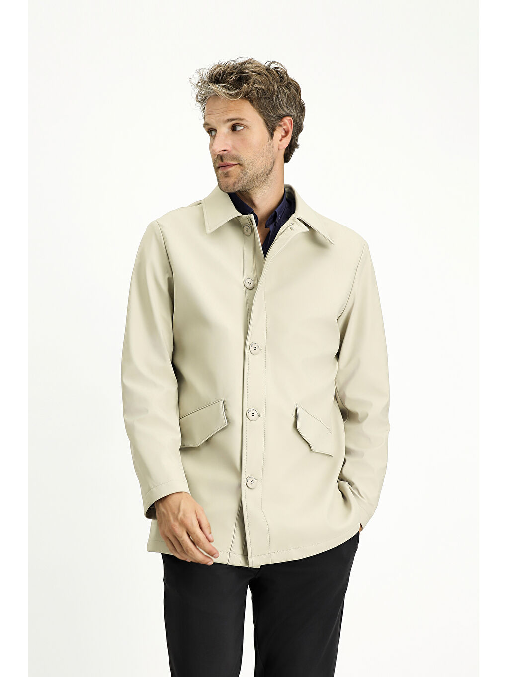 Bej Techno-Line Elastanlı Pardösü & Trençkot-1