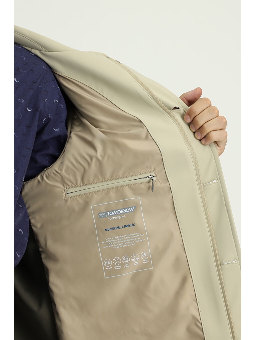 Bej Techno-Line Elastanlı Pardösü & Trençkot-4