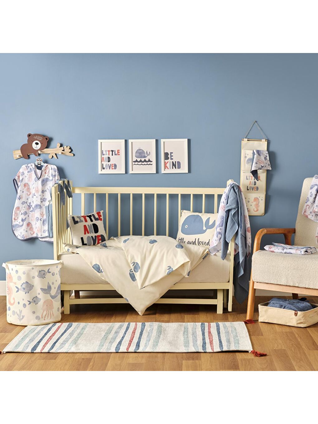 %100 Pamuk Ranforce Marine Bebek Nevresim Takımı Mavi