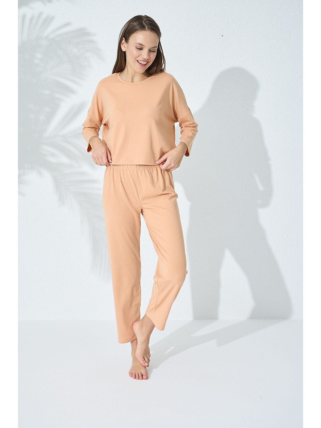 Pembe Somon Örme Pijama Takımı-1