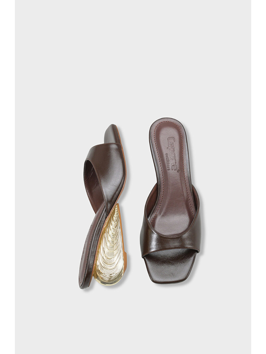 Kahverengi Pauly Metal Topuklu Kadın Terlik-4
