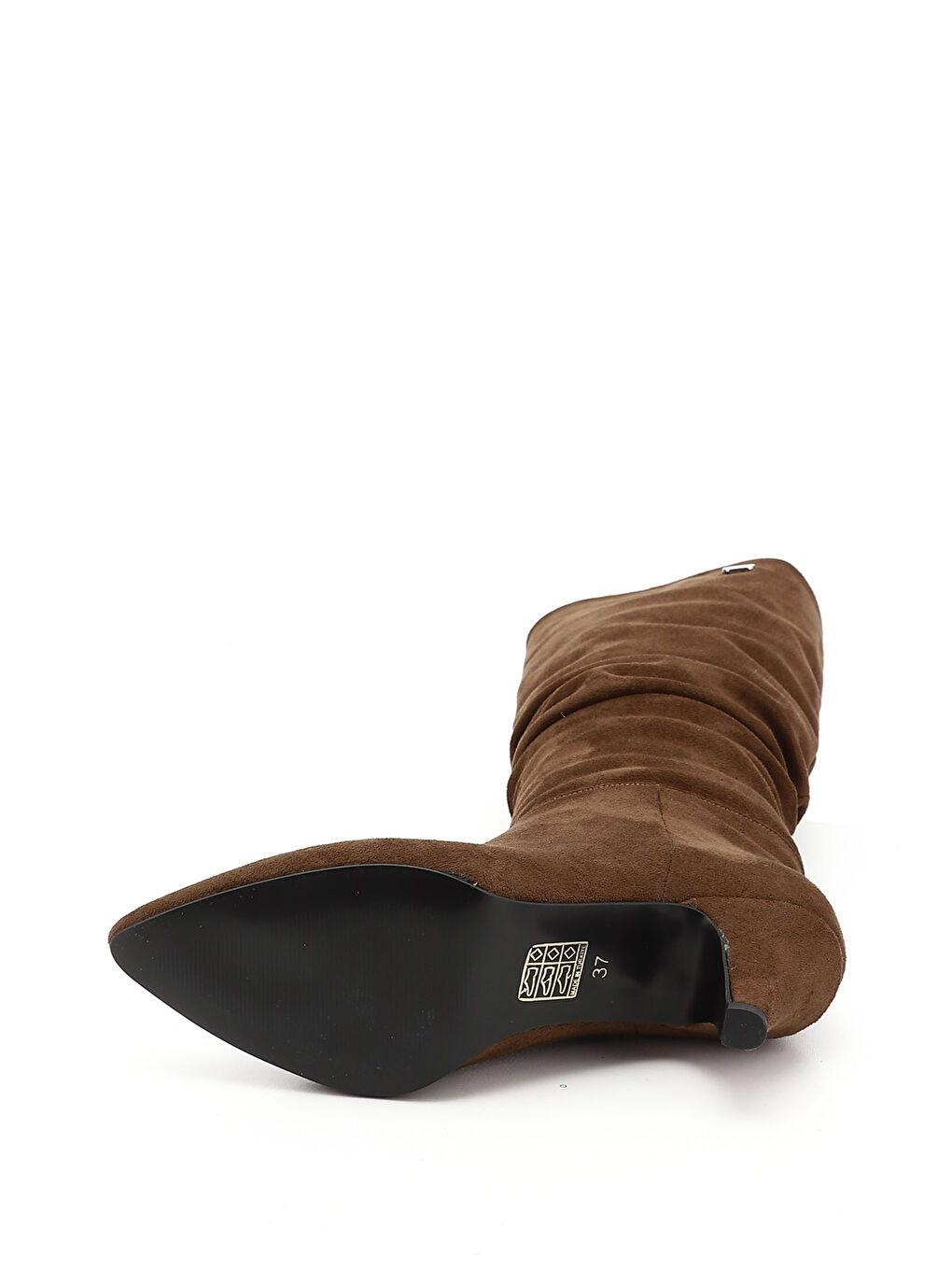 Kahverengi Kadın AÇIK KAHVERENGİ Sivri Burun Körüklü Diz Üstü İnce Topuklu Çizme-3