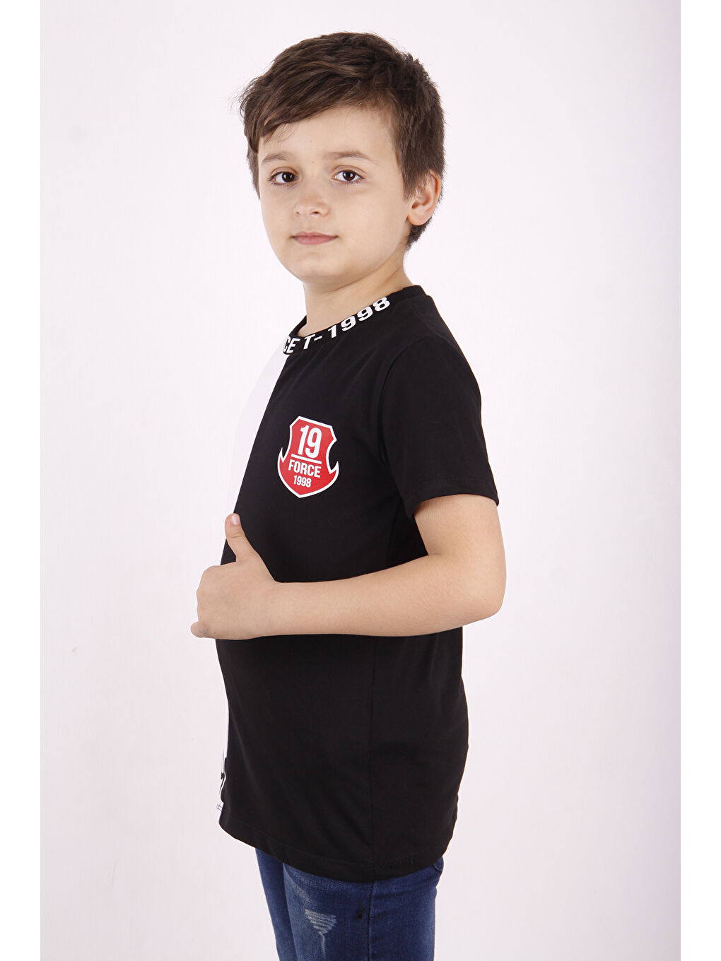 Beyaz Erkek Çocuk Force Baskılı Parçalı Tişört-1