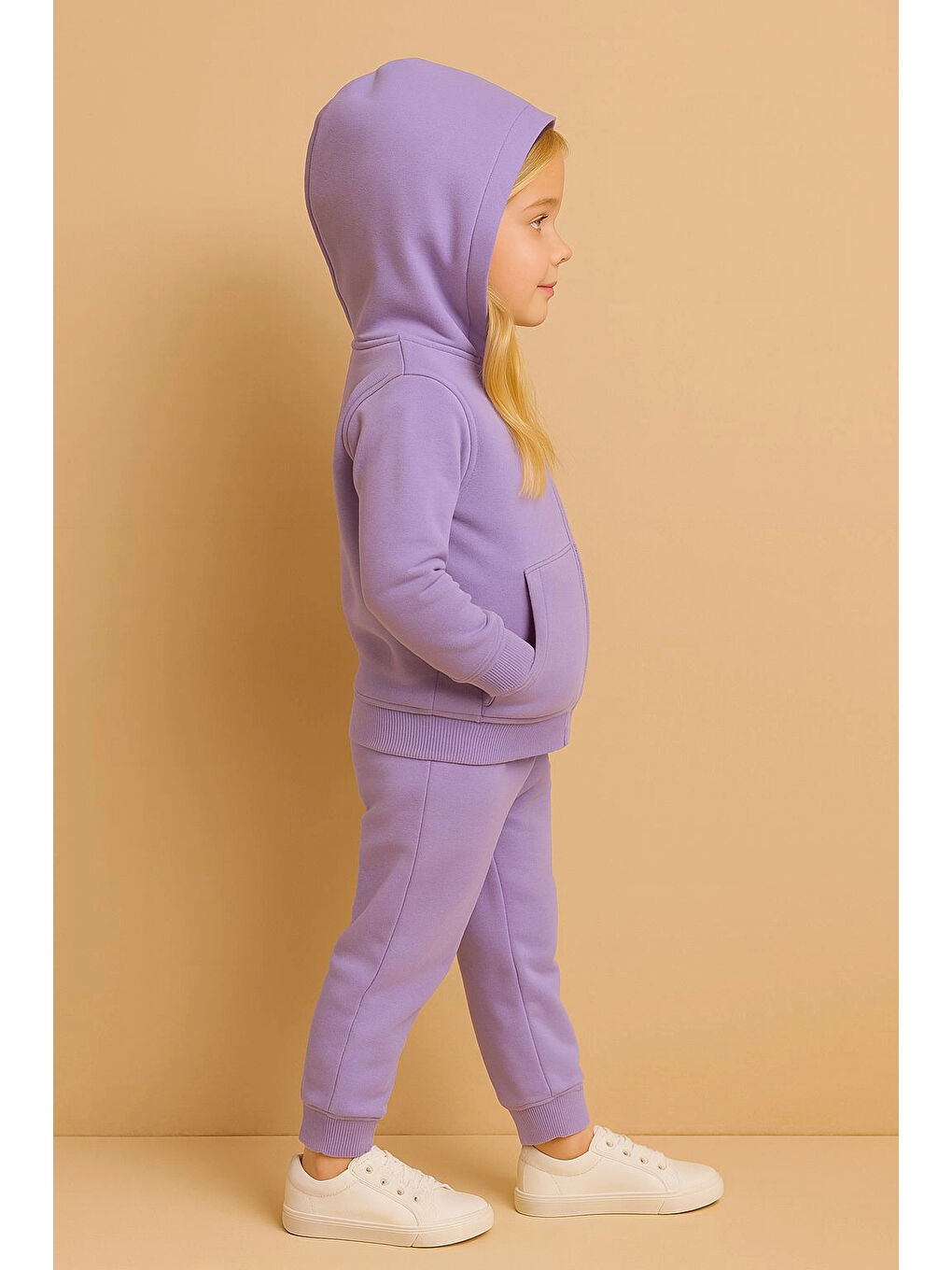 Lila Kapüşonlu Kız Çocuk Takım 20411-1-1