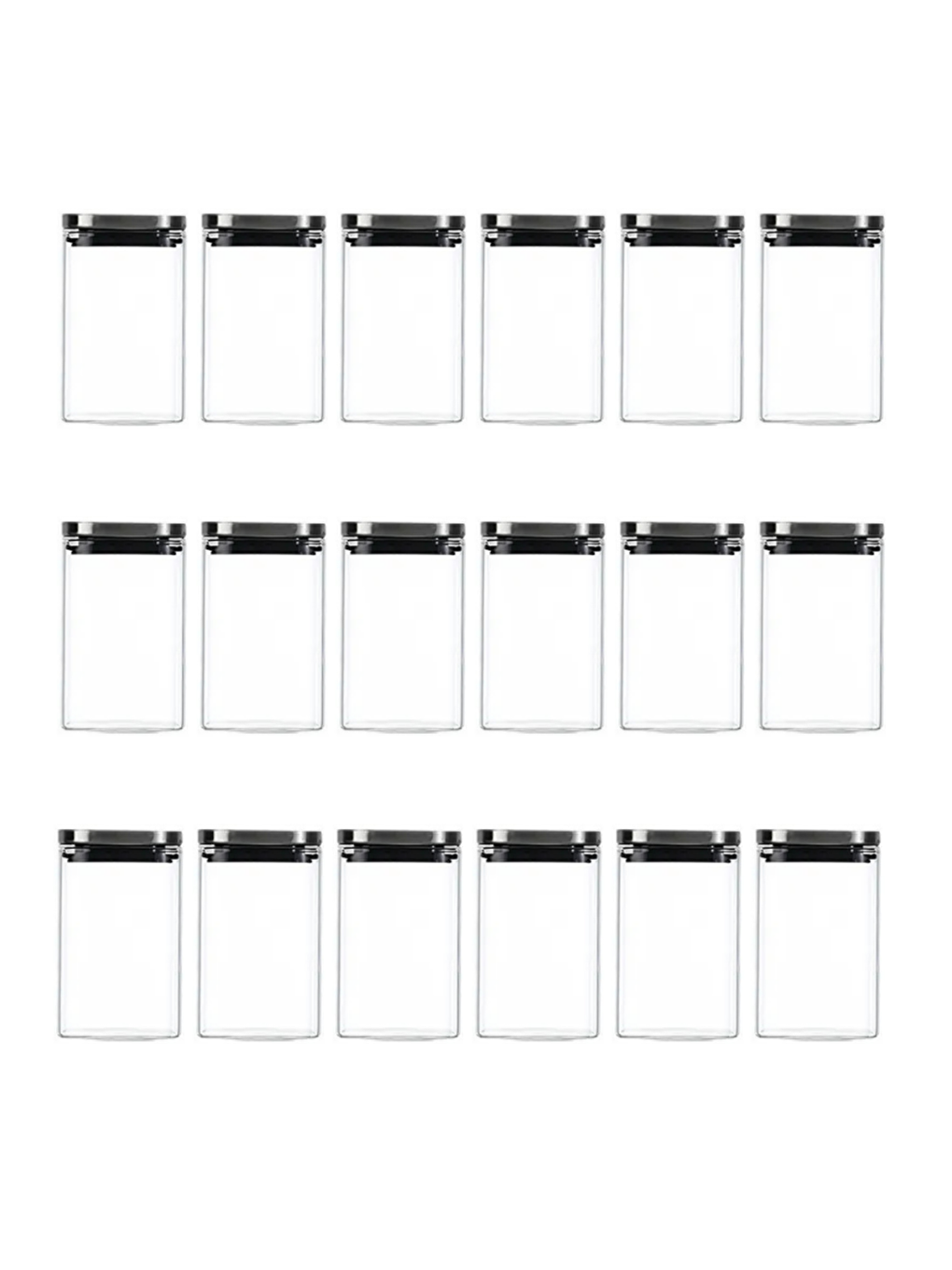 Renksiz Vakum Krom Kapaklı Kare Cam Kavanoz 8x8*13 cm650 ml 18 Adet