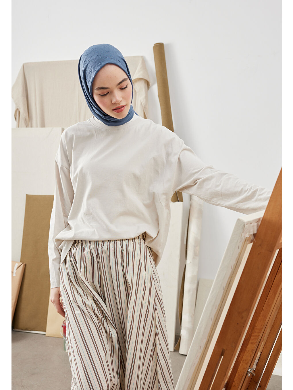 Bambu Şal Koyu Mavi-1