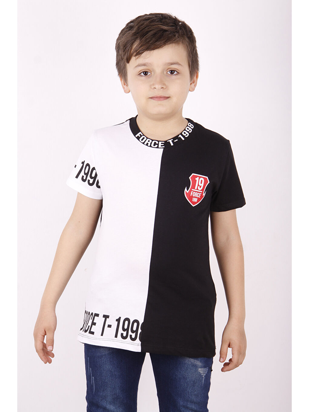 Beyaz Erkek Çocuk Force Baskılı Parçalı Tişört-3