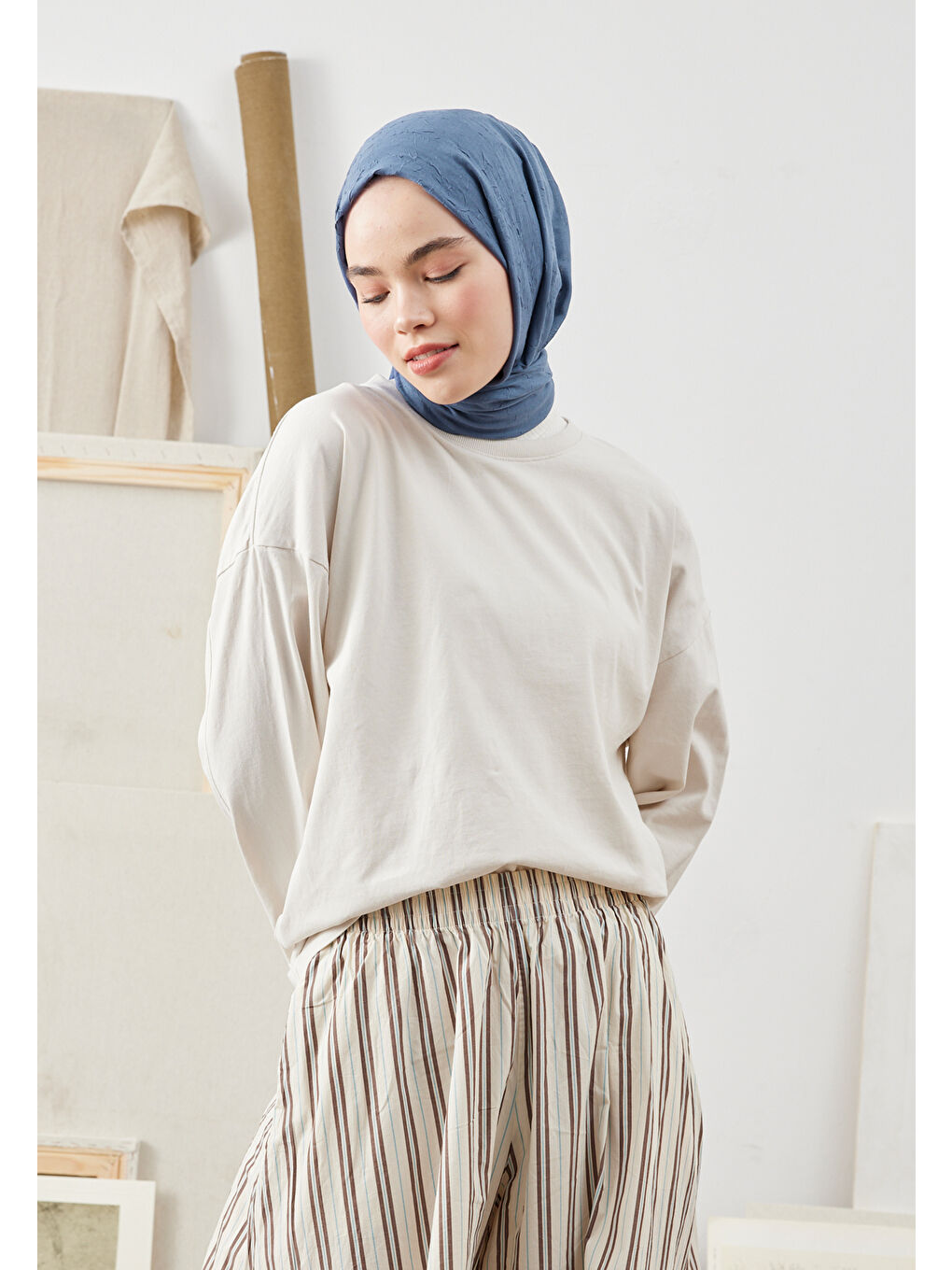 Bambu Şal Koyu Mavi-2