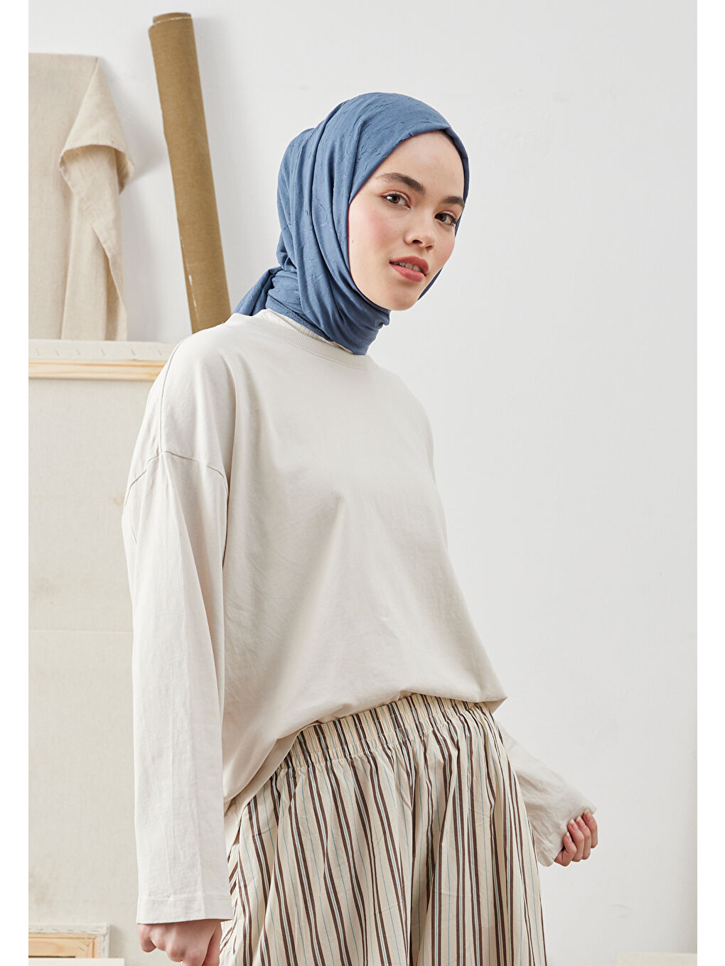 Bambu Şal Koyu Mavi-3