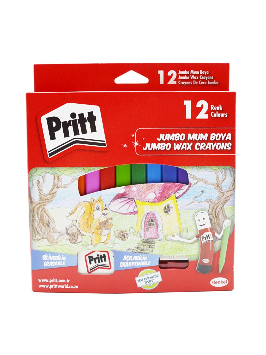 Karton Kutu Jumbo Üçgen Silinebilir Pastel Boya 12 Renk (1655739)