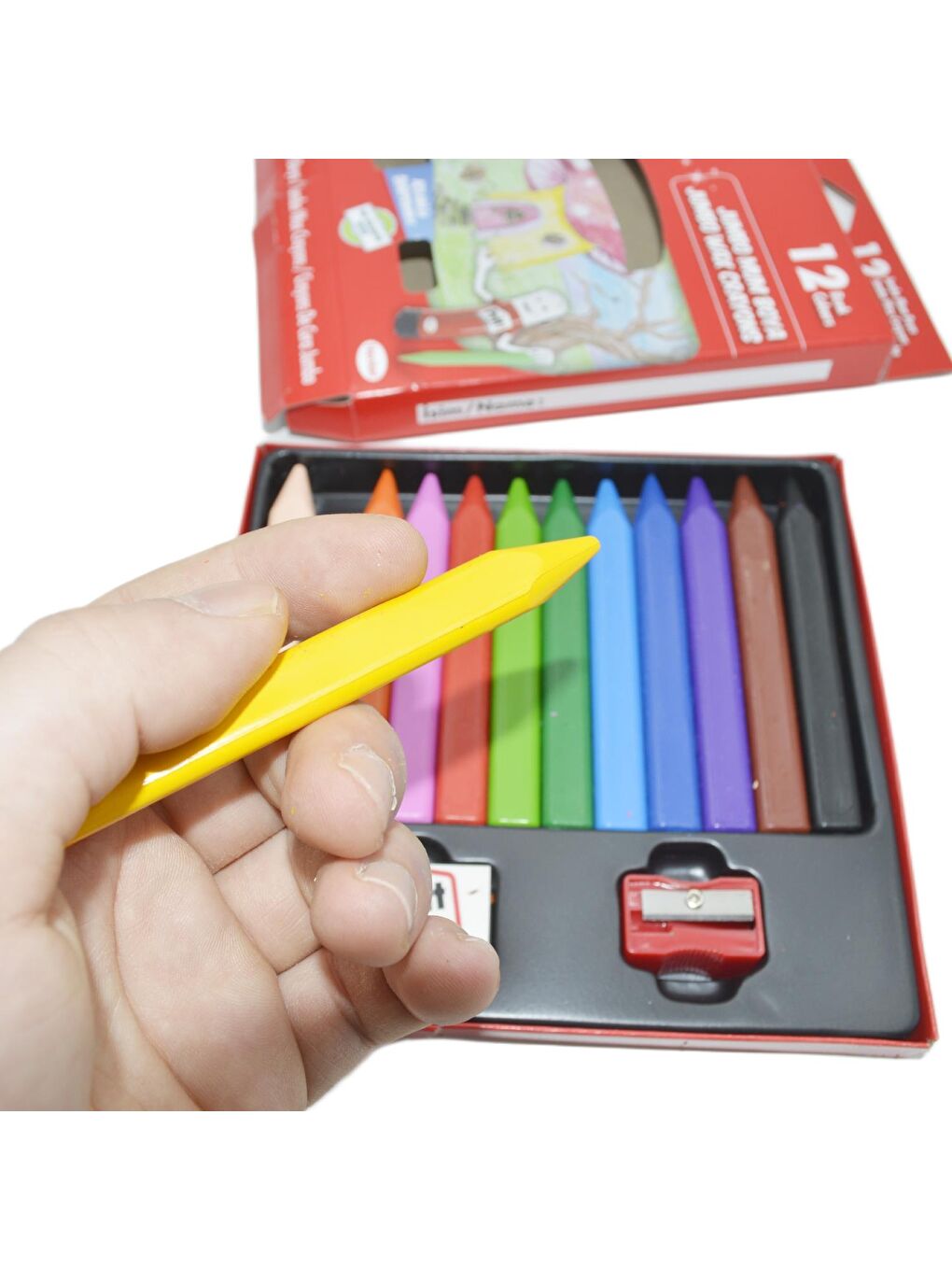 Karton Kutu Jumbo Üçgen Silinebilir Pastel Boya 12 Renk (1655739)-2