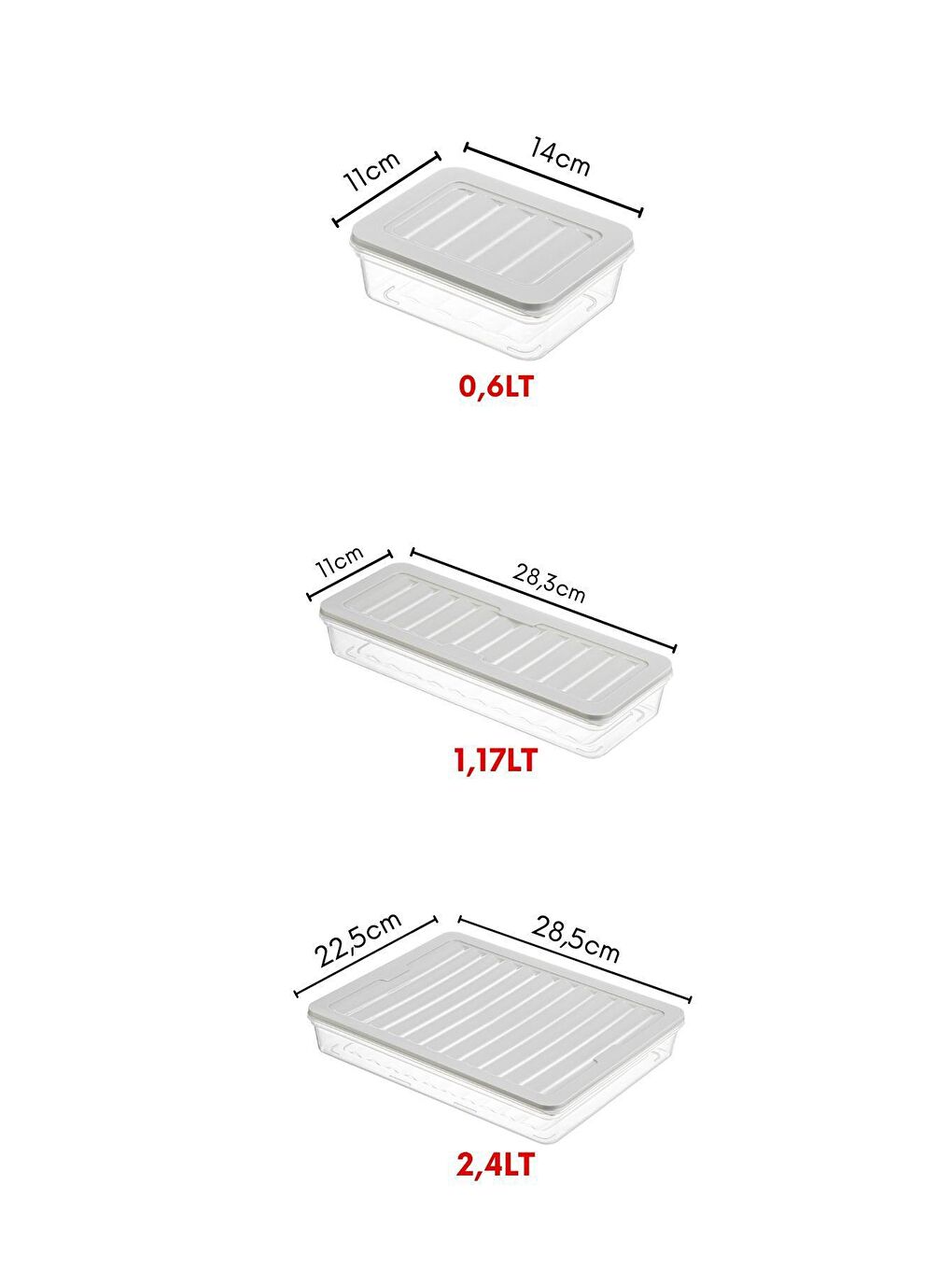 Nandy Home Krem 7'li Set Freshbox Mikroldaga Ve Difrize Uygun Saklama Kabı X1 2,4 Lt / X2 1,17 Lt / X4 0,6 Lt Krem - 7