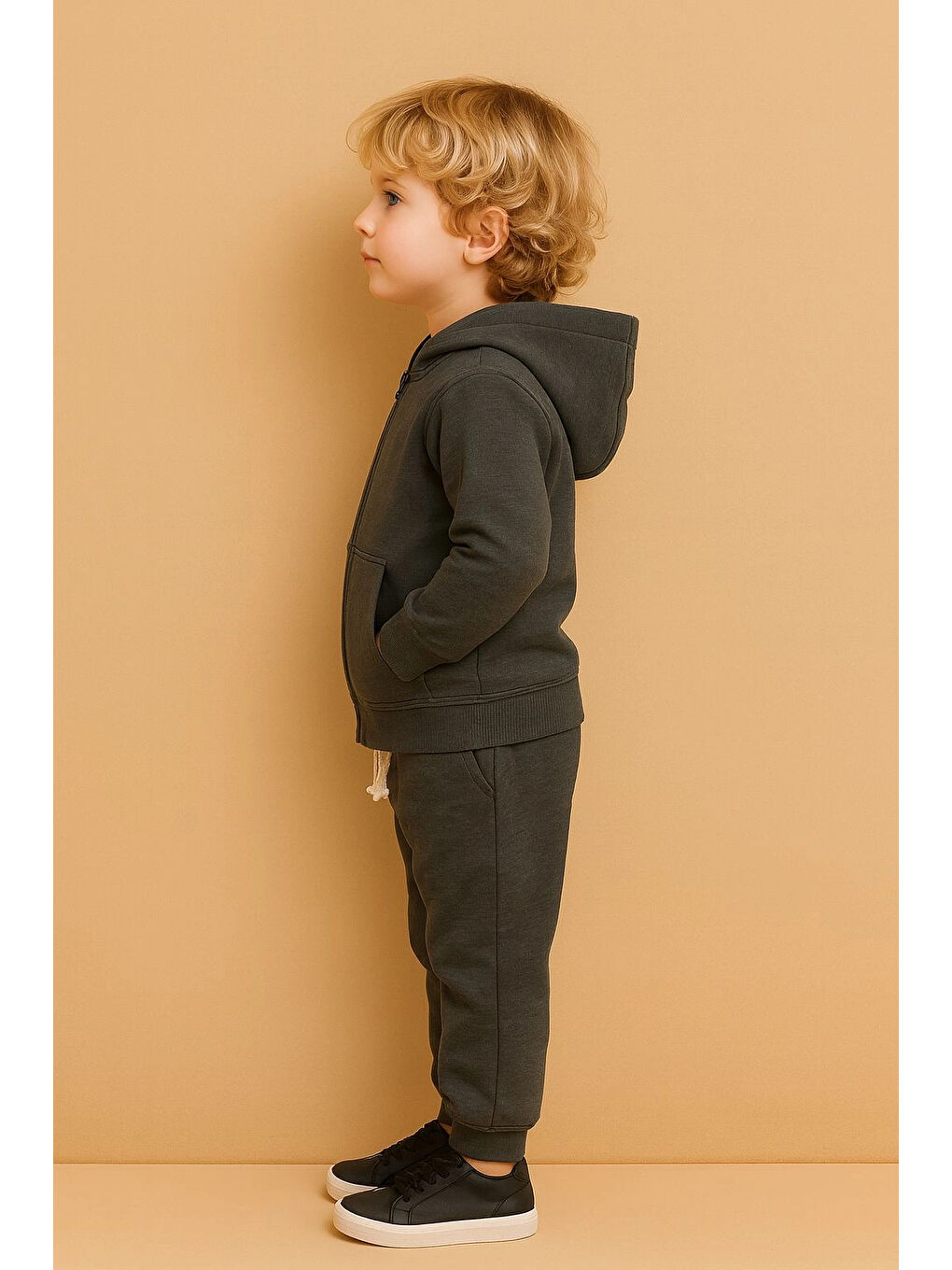 Antrasit Kapüşonlu Erkek Çocuk Takım 20411-1