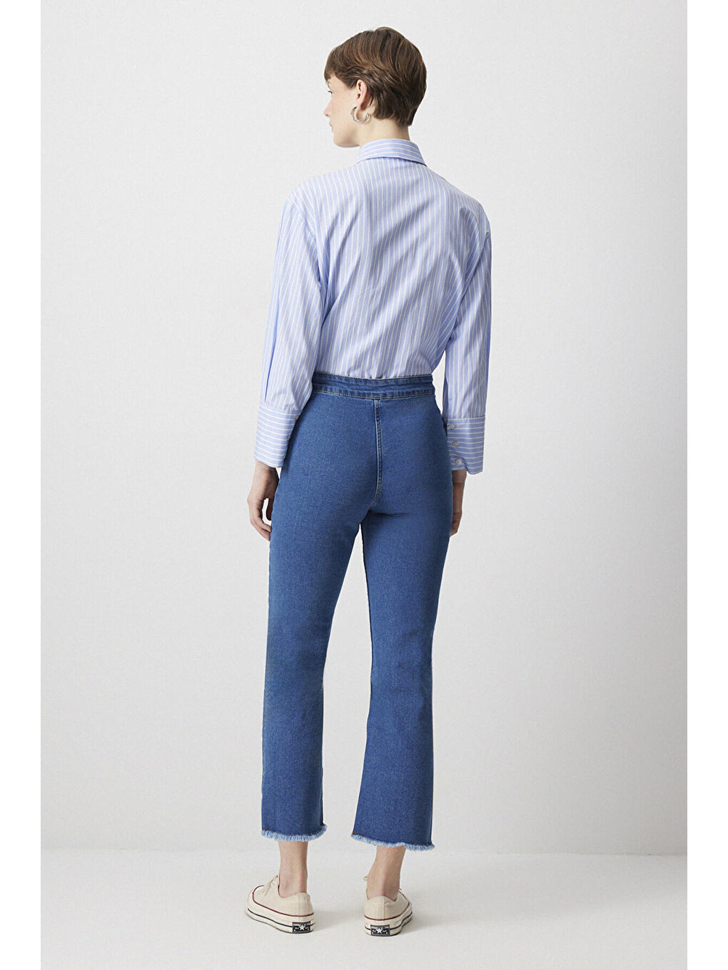 Mavi Paçası Püsküllü Denim Pantolon-3