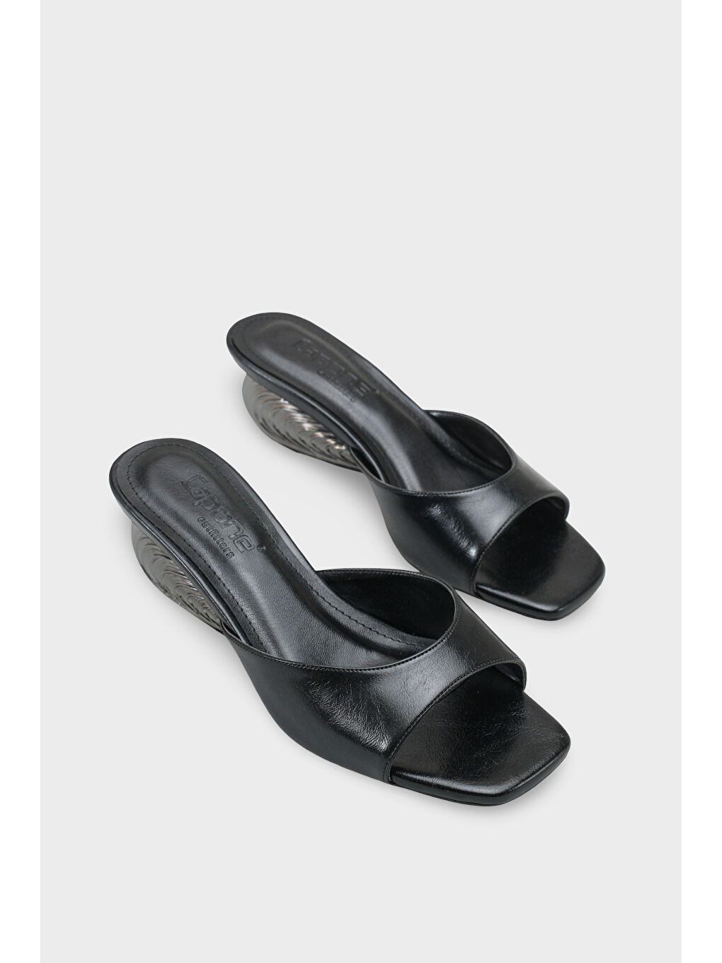 Siyah Pauly Metal Topuklu Kadın Terlik-1