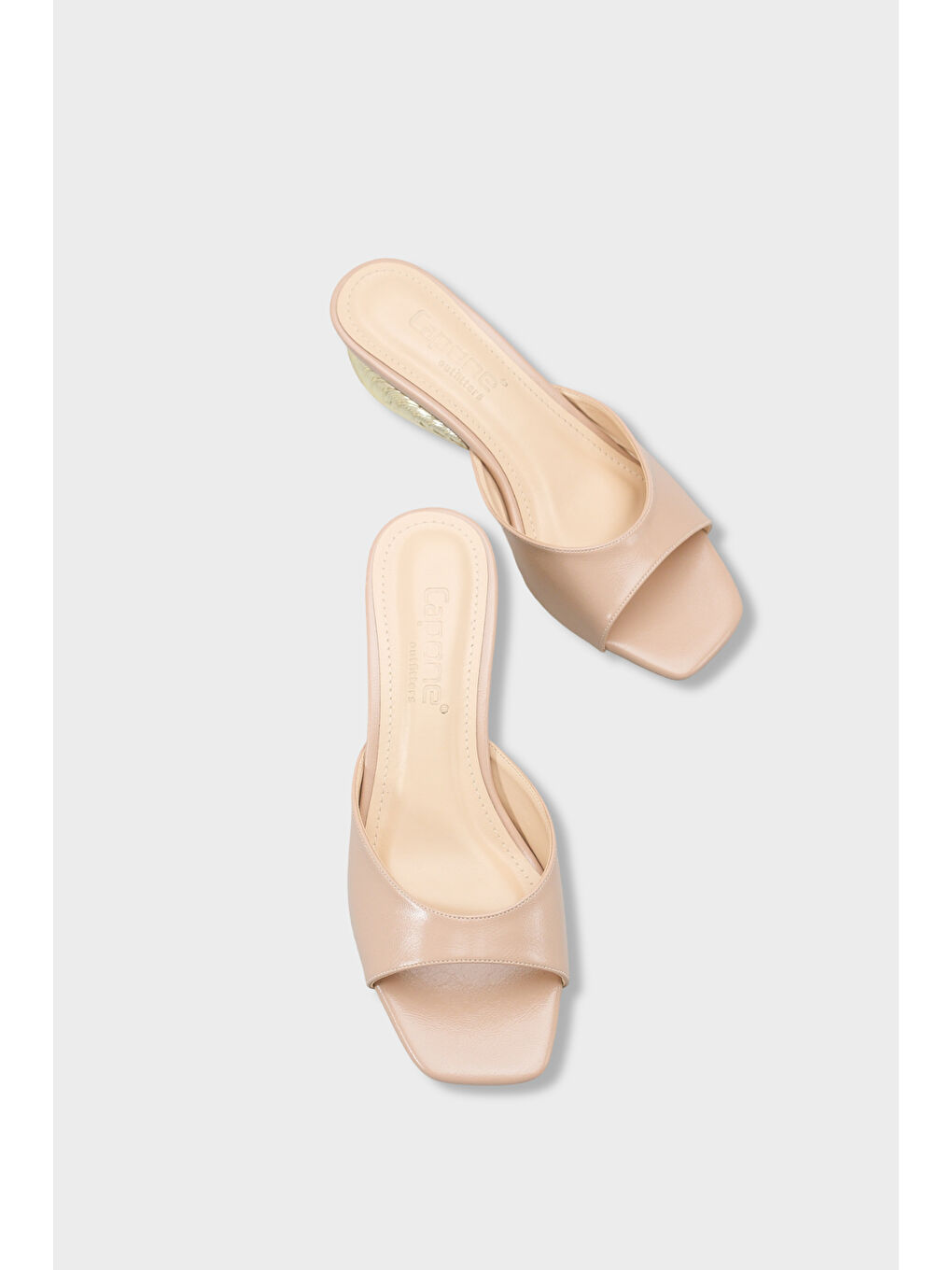 Bej Pauly Metal Topuklu Kadın Terlik-5