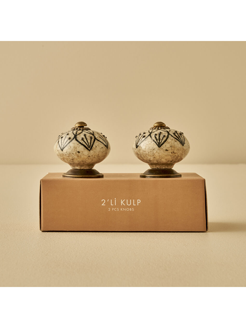 Ekru Leila Kulp 4'lü Krem (6,5x4x4 cm)-3