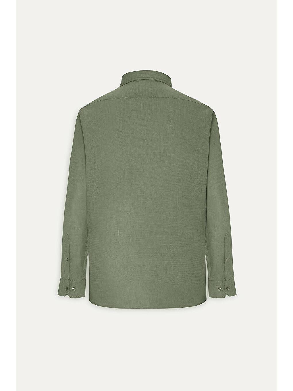 Erkek Haki Comfort Fit Rahat Kesim Gizli Düğme Yaka %100 Pamuk Flamlı Gömlek-8