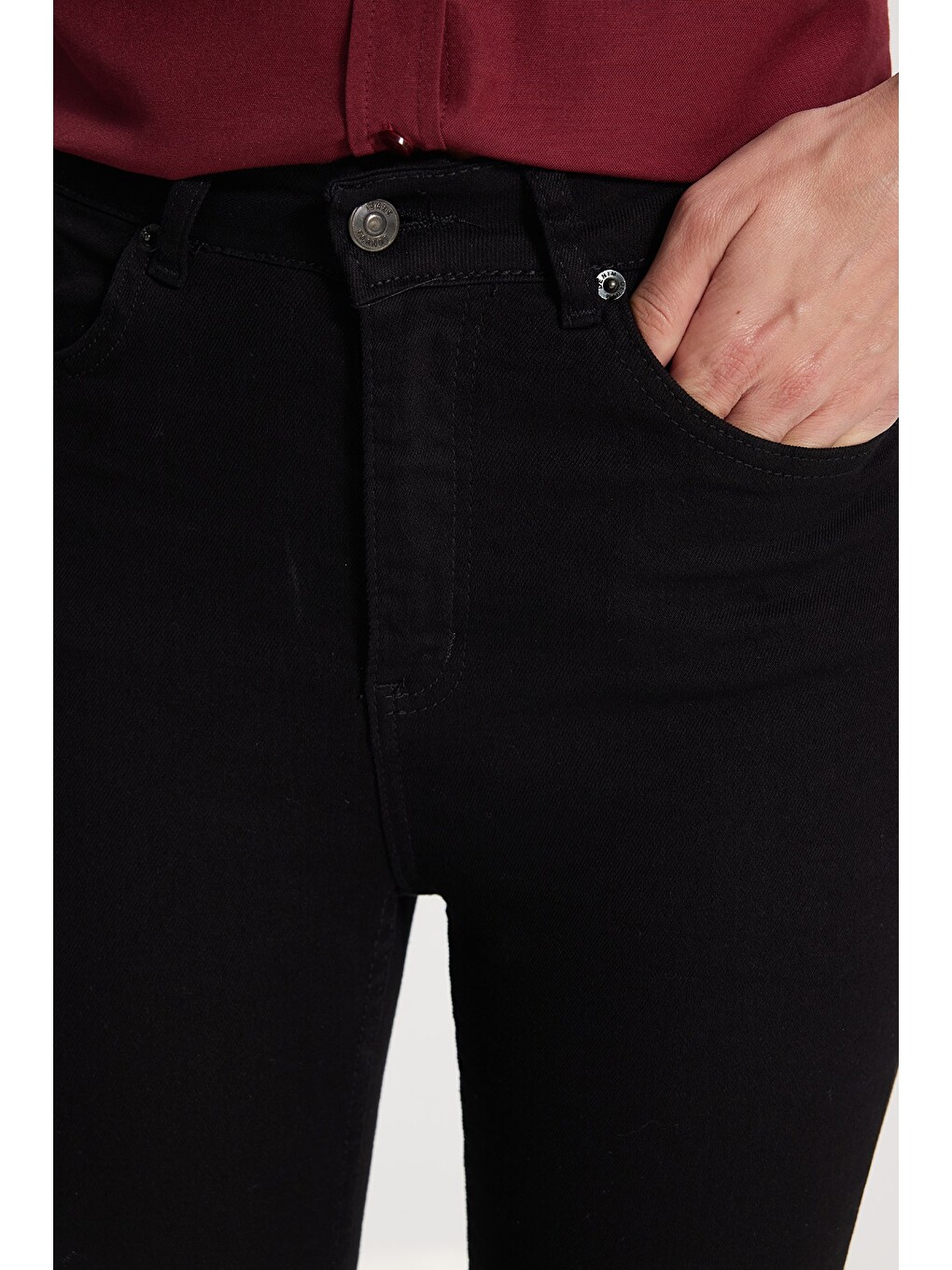 Kadın Regular Fit Klasik Kesim Pamuklu Elastanlı İspanyol Paça Siyah Jean Jean Pantolon-3
