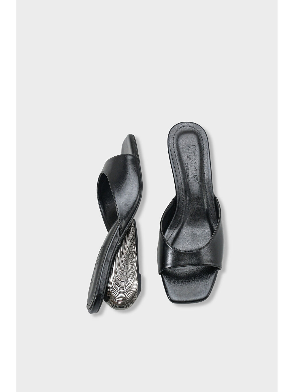 Siyah Pauly Metal Topuklu Kadın Terlik-4