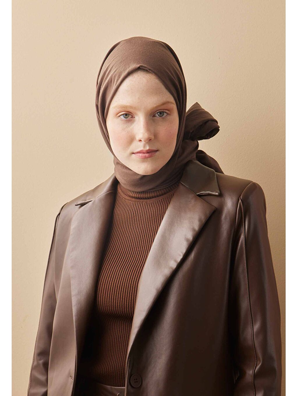 Kahverengi Pamuk Crash Şal Kakao-1