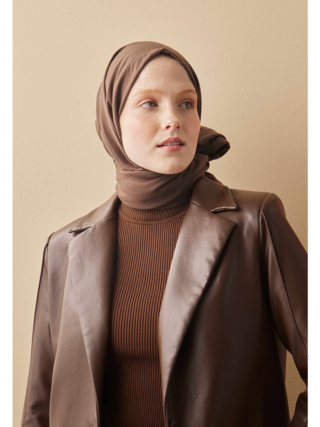 Kahverengi Pamuk Crash Şal Kakao-2