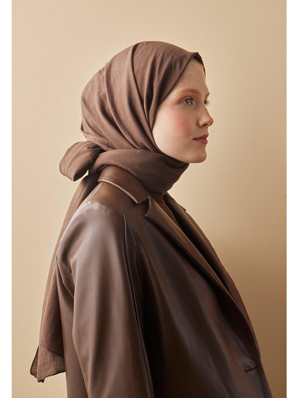 Kahverengi Pamuk Crash Şal Kakao-3