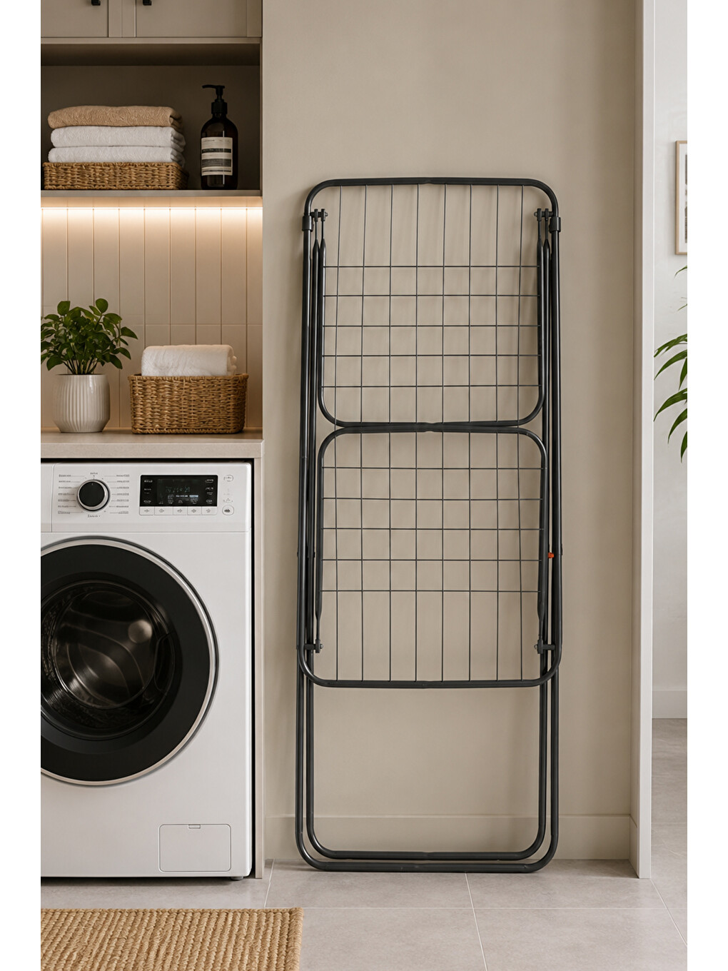 Gri 2 Kanatlı Çamaşır Kurutmalığı Kurutmalık Askı 170*55*102cm-2