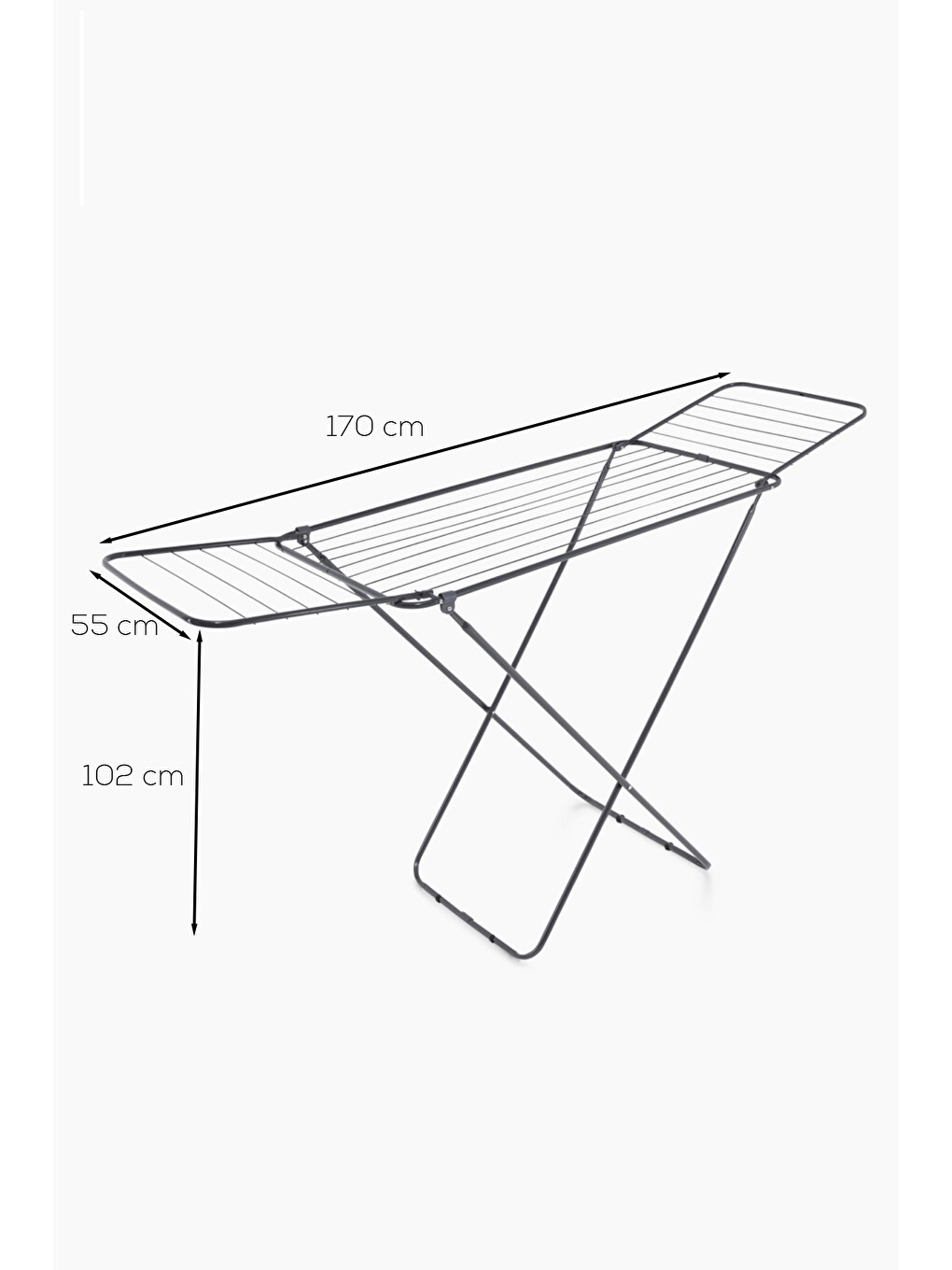 Gri 2 Kanatlı Çamaşır Kurutmalığı Kurutmalık Askı 170*55*102cm-3