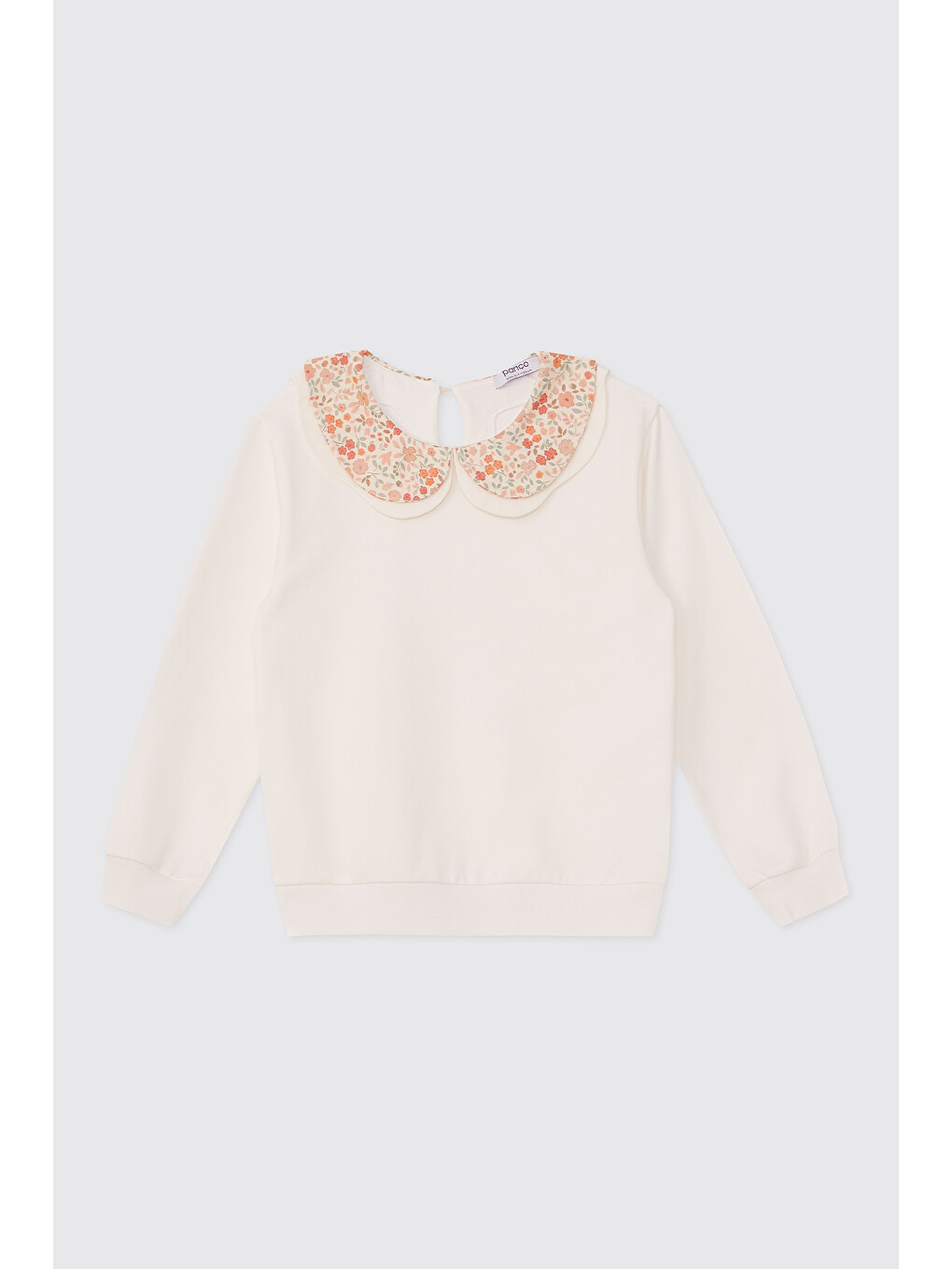 Kız Çocuk Yakalı Yumuşak Dokulu Ekru Sweatshirt