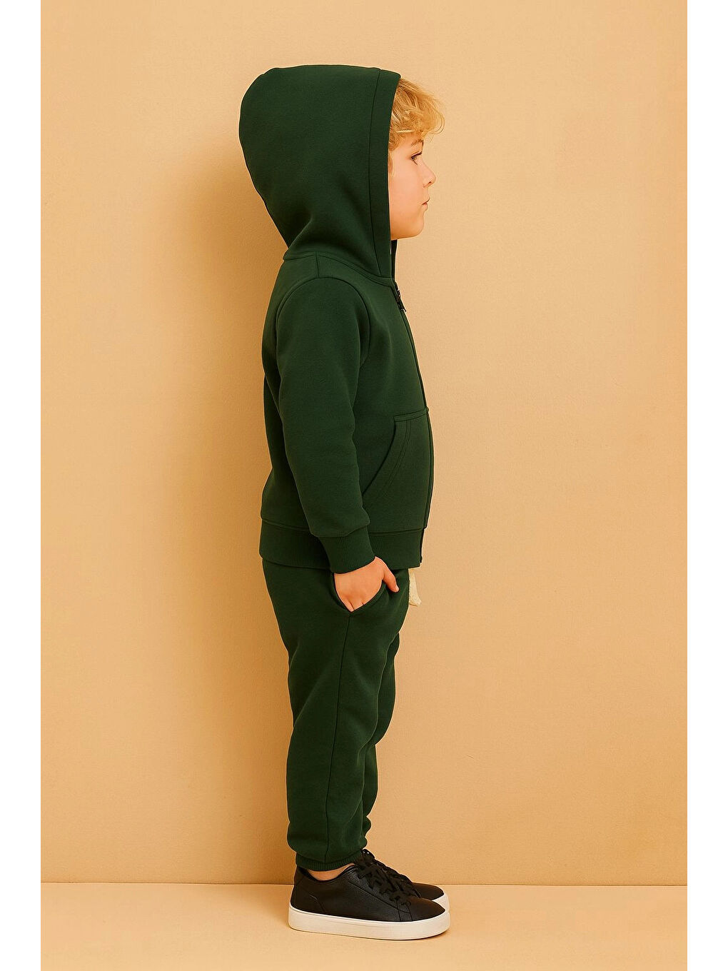 Yeşil Kapüşonlu Erkek Çocuk Takım 20411-1