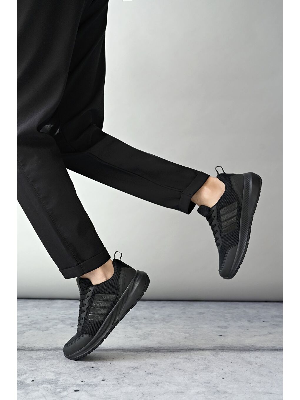 Siyah KENS Erkek Ortopedik Günlük Bağcıklı Yürüyüş Koşu Sneaker Spor Ayakkabı